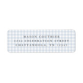 Blaues Gingham-Muster Rücksendeadresse (Vorne)