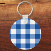 Blaues Gingham-Muster Schlüsselanhänger (Rückseite)