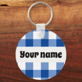 Blaues Gingham-Muster Schlüsselanhänger (Vorderseite)