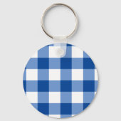 Blaues Gingham-Muster Schlüsselanhänger (Rückseite)