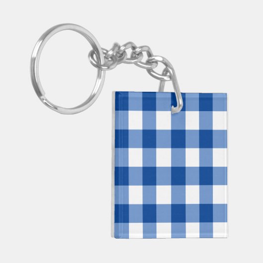 Blaues Gingham-Muster Schlüsselanhänger (Vorderseite links)