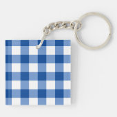 Blaues Gingham-Muster Schlüsselanhänger (Rückseite)