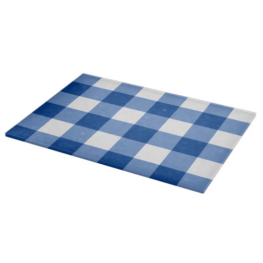 Blaues Gingham-Muster Schneidebrett (Ecke)