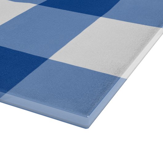 Blaues Gingham-Muster Schneidebrett (Ecke)