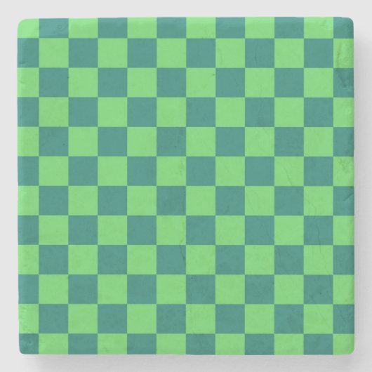 Blaues Gingham-Muster Steinuntersetzer (Vorderseite)