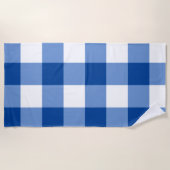 Blaues Gingham-Muster Strandtuch (Vorderseite)