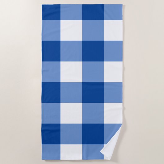 Blaues Gingham-Muster Strandtuch (Vorderseite)