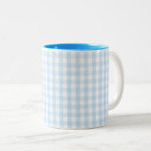 Blaues Gingham-Muster Zweifarbige Tasse (VorderseiteRechts)