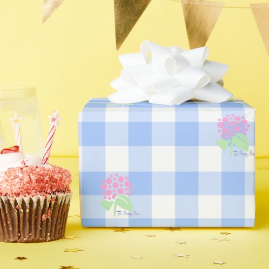 blaues Gingham-Packpapier Geschenkpapier (Geburtstagsparty)