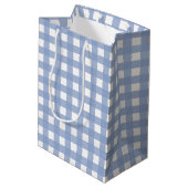 Blaues Gingham-Ruhe-Blau Mittlere Geschenktüte (Rückseite Schrägansicht)