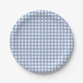 Blaues Gingham-Ruhe-Blau Pappteller (Vorderseite)