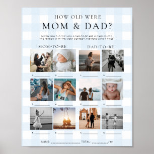 Blaues Gingham Wie Alt Waren Mama und Papa Foto Sp Poster