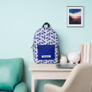 Blaues Gingko-Blatt Bedruckter Rucksack