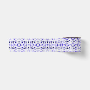 Blaues Gitter Art Deco Muster Geburtstag Satinband