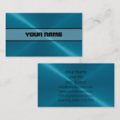 Blaues glänzendes Edelstahl-Metall 4 Visitenkarte (Vorne/Hinten)