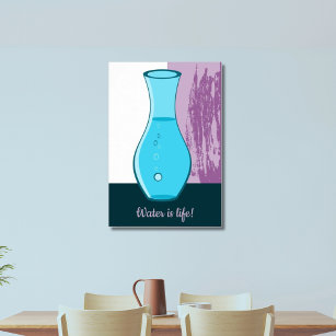 Blaues Glas Carafe Wasser ist das Leben! Poster