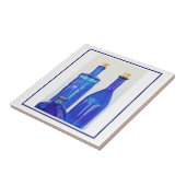 Blaues Glas Korkierte Flaschen Fliese (Seite)
