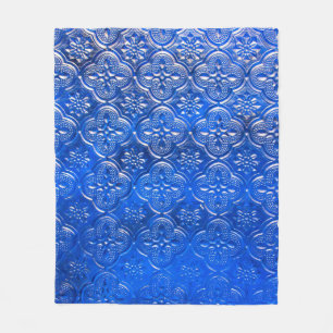 Blaues Glas mit Musterpattern, abstraktes Glas,  Fleecedecke