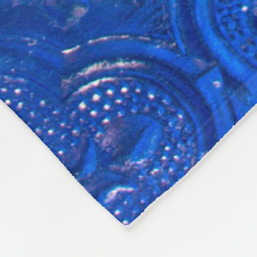 Blaues Glas mit Musterpattern, abstraktes Glas, Fleecedecke (Ecke)