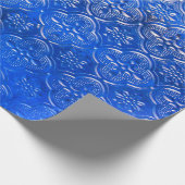 Blaues Glas mit Musterpattern, abstraktes Glas, Geschenkpapier (Ecke)