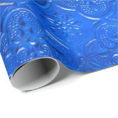 Blaues Glas mit Musterpattern, abstraktes Glas, Geschenkpapier (Rolleneckpunkt)