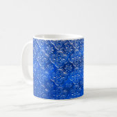 Blaues Glas mit Musterpattern, abstraktes Glas, Kaffeetasse (Vorderseite Links)