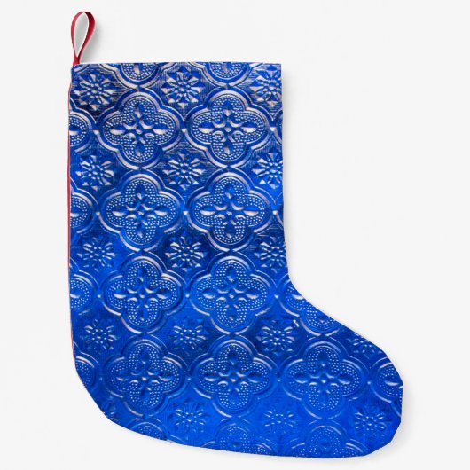 Blaues Glas mit Musterpattern, abstraktes Glas, Kleiner Weihnachtsstrumpf (Vorderseite)