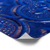 Blaues Glas mit Musterpattern, abstraktes Glas, Poster (Ecke)