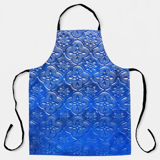 Blaues Glas mit Musterpattern, abstraktes Glas, Schürze (Vorderseite)