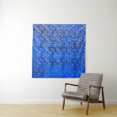 Blaues Glas mit Musterpattern, abstraktes Glas, Wandteppich (Beispiel)