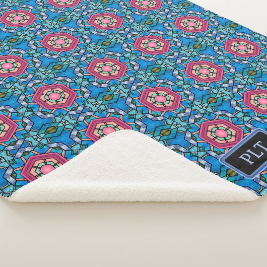 Blaues Glas mit Rosa - Art Deco - Zu den Initialen Sherpadecke (3/4)