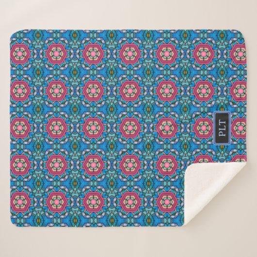 Blaues Glas mit Rosa - Art Deco - Zu den Initialen Sherpadecke (Vorderseite (Horizontal))