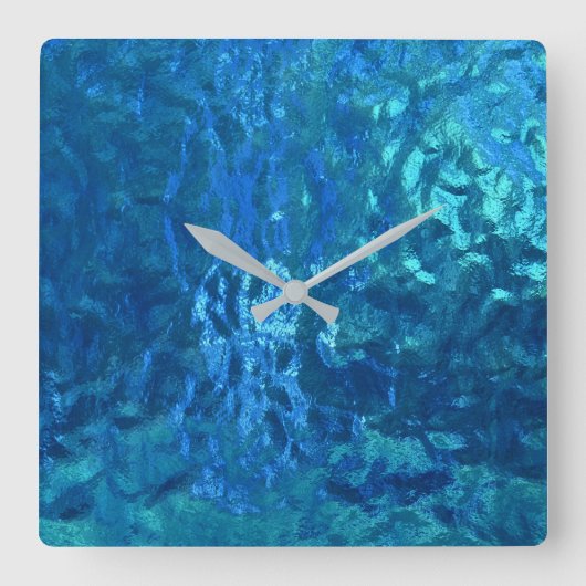 blaues Glasmakro Quadratische Wanduhr (Vorderseite)