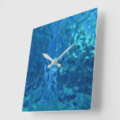 blaues Glasmakro Quadratische Wanduhr (Winkel)