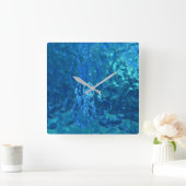 blaues Glasmakro Quadratische Wanduhr (Zuhause)