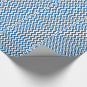 Blaues Glitter-Chevron-Muster Geschenkpapier (Ecke)