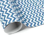 Blaues Glitter-Chevron-Muster Geschenkpapier (Rolleneckpunkt)
