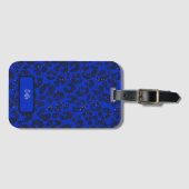 Blaues Glittery Leopard Muster Gepäckanhänger (Vorderseite (Horizontal))