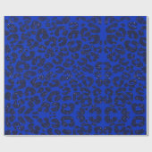 Blaues Glittery Leopard Muster Geschenkpapier (Flach)