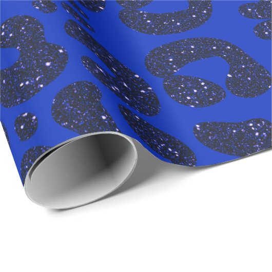 Blaues Glittery Leopard Muster Geschenkpapier (Rolleneckpunkt)