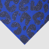 Blaues Glittery Leopard Muster Seidenpapier (Detail)