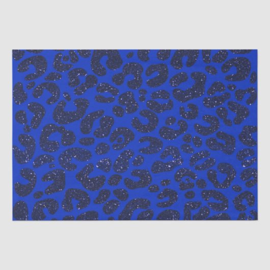 Blaues Glittery Leopard Muster Seidenpapier (Vorderseite)