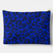 Blaues Glittery Leopard Muster Zubehörtasche (Rückseite)