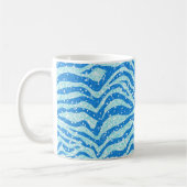 Blaues Glitzer-Druckzebra-Streifen Bling Muster Kaffeetasse (Links)