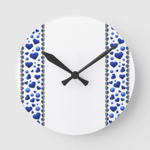 Blaues Glitzer Runde Wanduhr