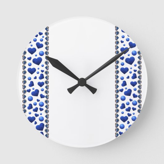 Blaues Glitzer Runde Wanduhr (Vorderseite)