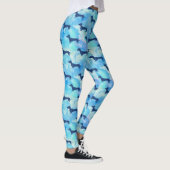 Blaues Glitzerwatercolor-Dackel-Muster Leggings (Rechts)