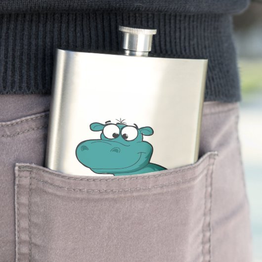 Blaues glückliches Flusspferd Flachmann (Beispiel)