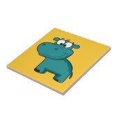 Blaues glückliches Flusspferd Fliese (Seite)