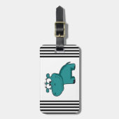 Blaues glückliches Flusspferd Gepäckanhänger (Vorderseite vertikal)